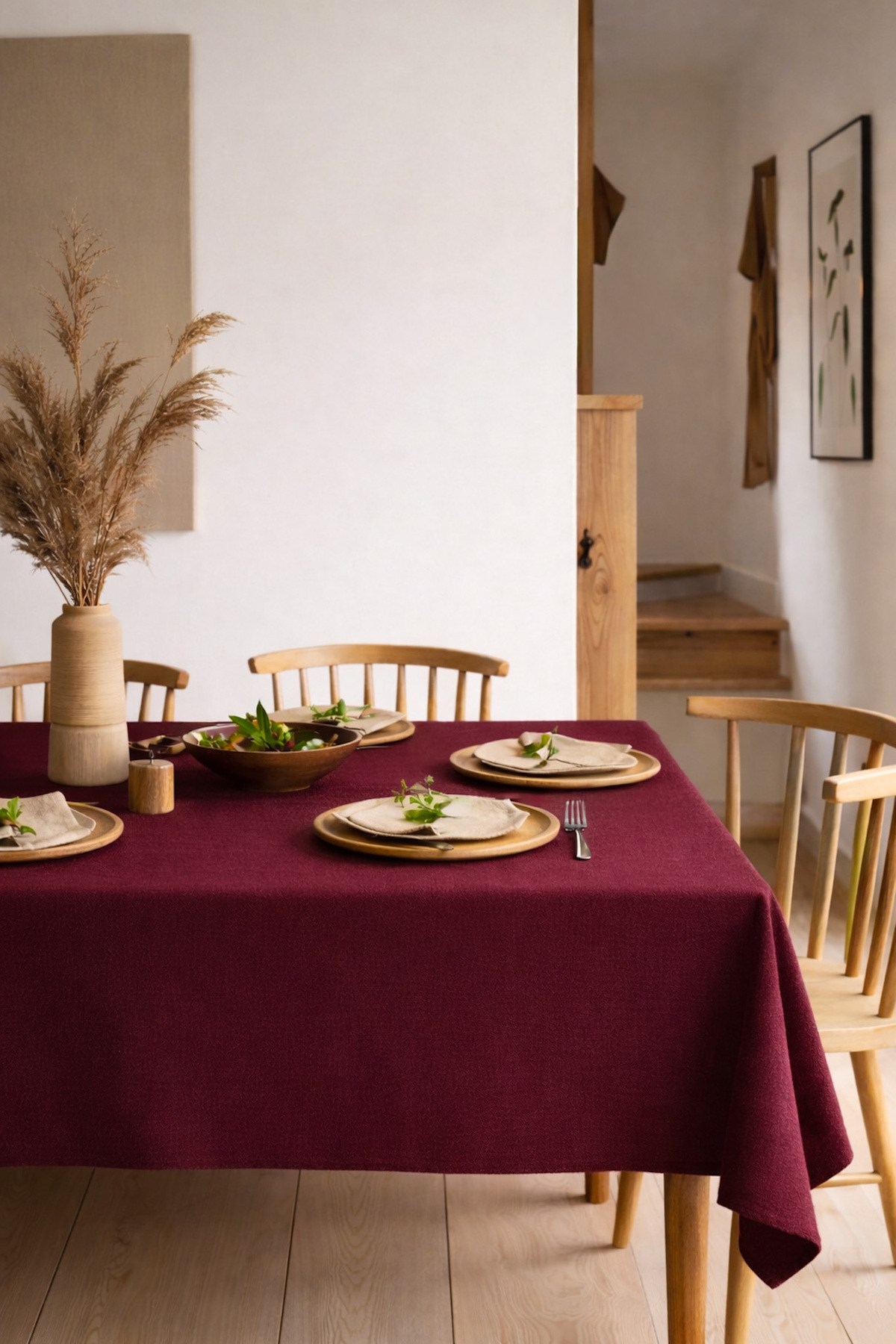 Velura Series Tablecloth Velvet Textured Burgundy Original Evening Fabric