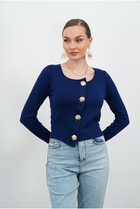 DOEDA MODA Yeni Ürün Asimetrik Kesim Aksesuarlı Modal Kumaş Kadın Bluz