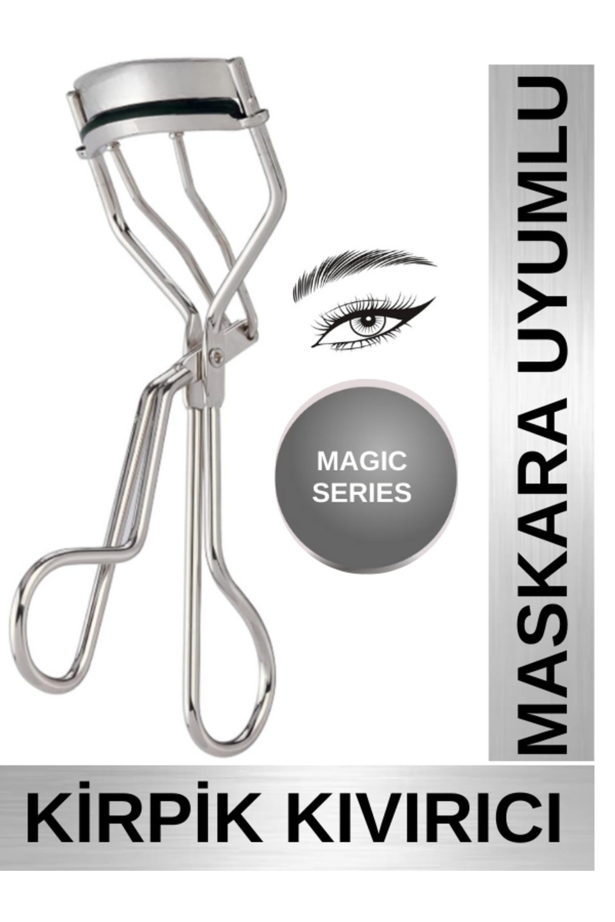 Kirpik Kıvırıcı & Kirpik Makası - Magic Series Pro Eyelash Curler Maskara Rimel Eyeliner Öncesi Doğal Kıvrık Kirpik — خاکستری GriKirpikKıvırıcı