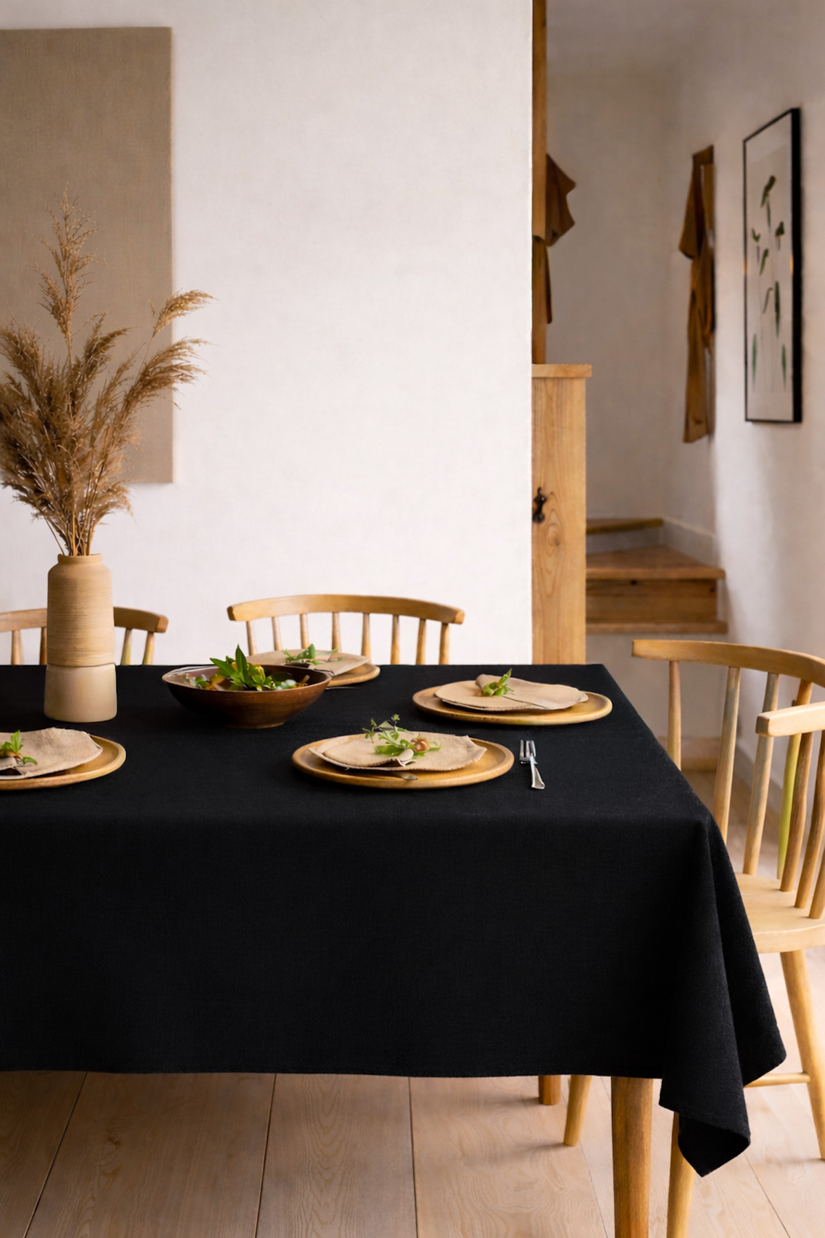 Velura Series Tablecloth Velvet Textured Black Original Evening Fabric