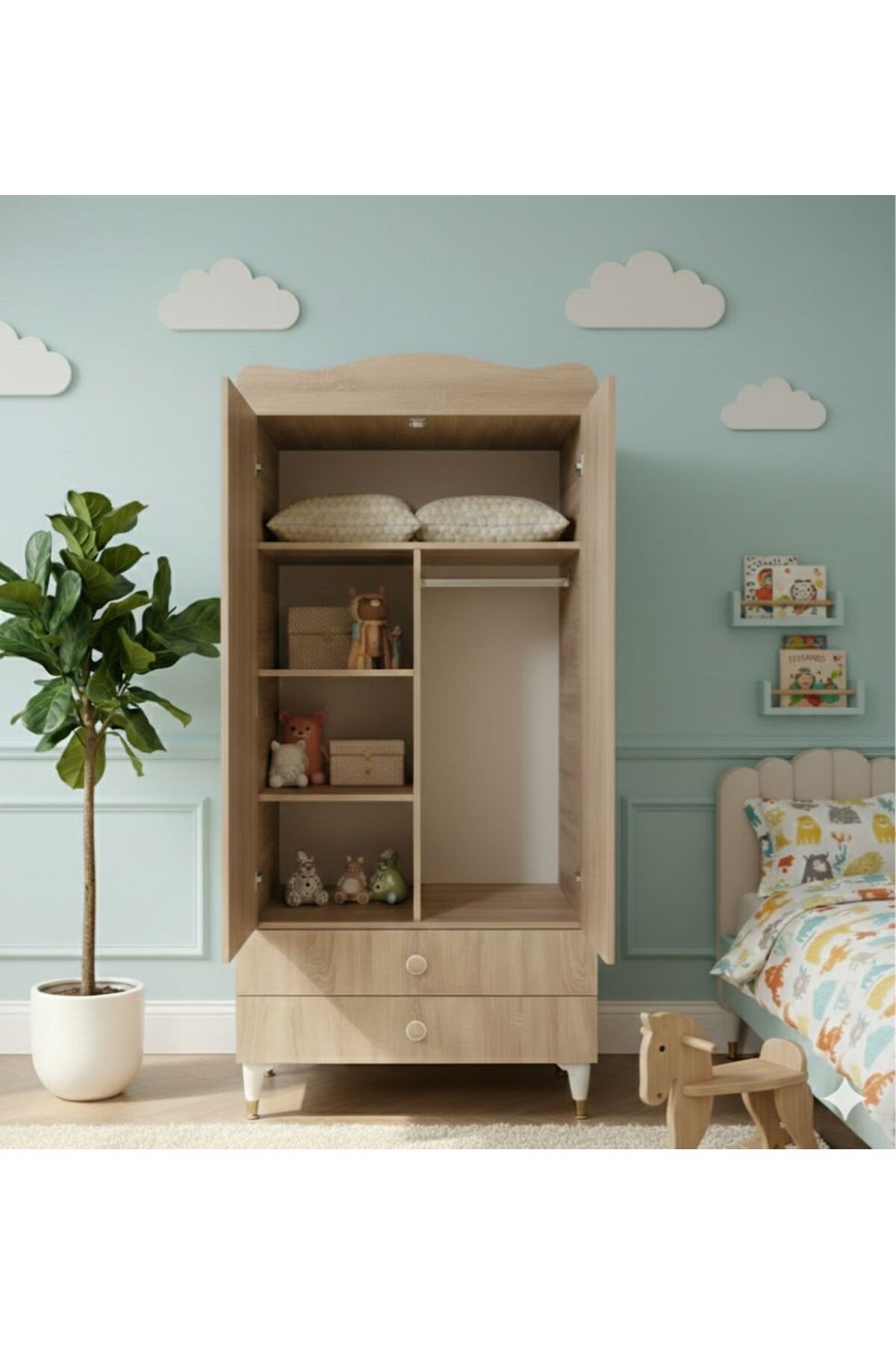 BANANA BABY MODİMOB PERA 2 KAPAKLI 2 ÇEKMECELİ DOLAP - GARDIROP fotoğrafı 2 (önizleme)