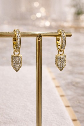 ecemia jewelry Luxury Shield Gold Halka Küpe