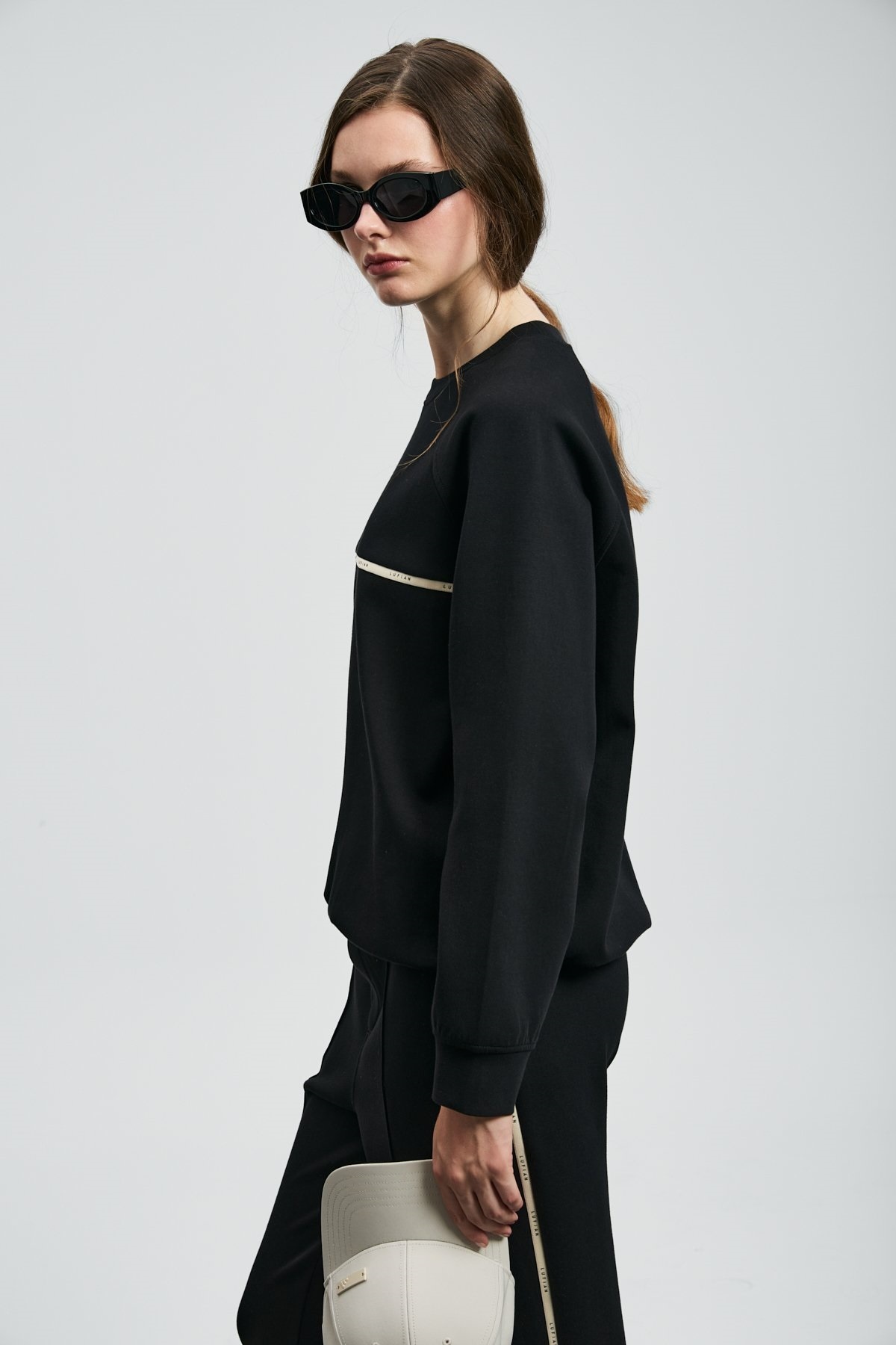 Lufian  122030019 Angelına Kadın Örme Kadın Sweatshirt SİYAH - Görsel 4