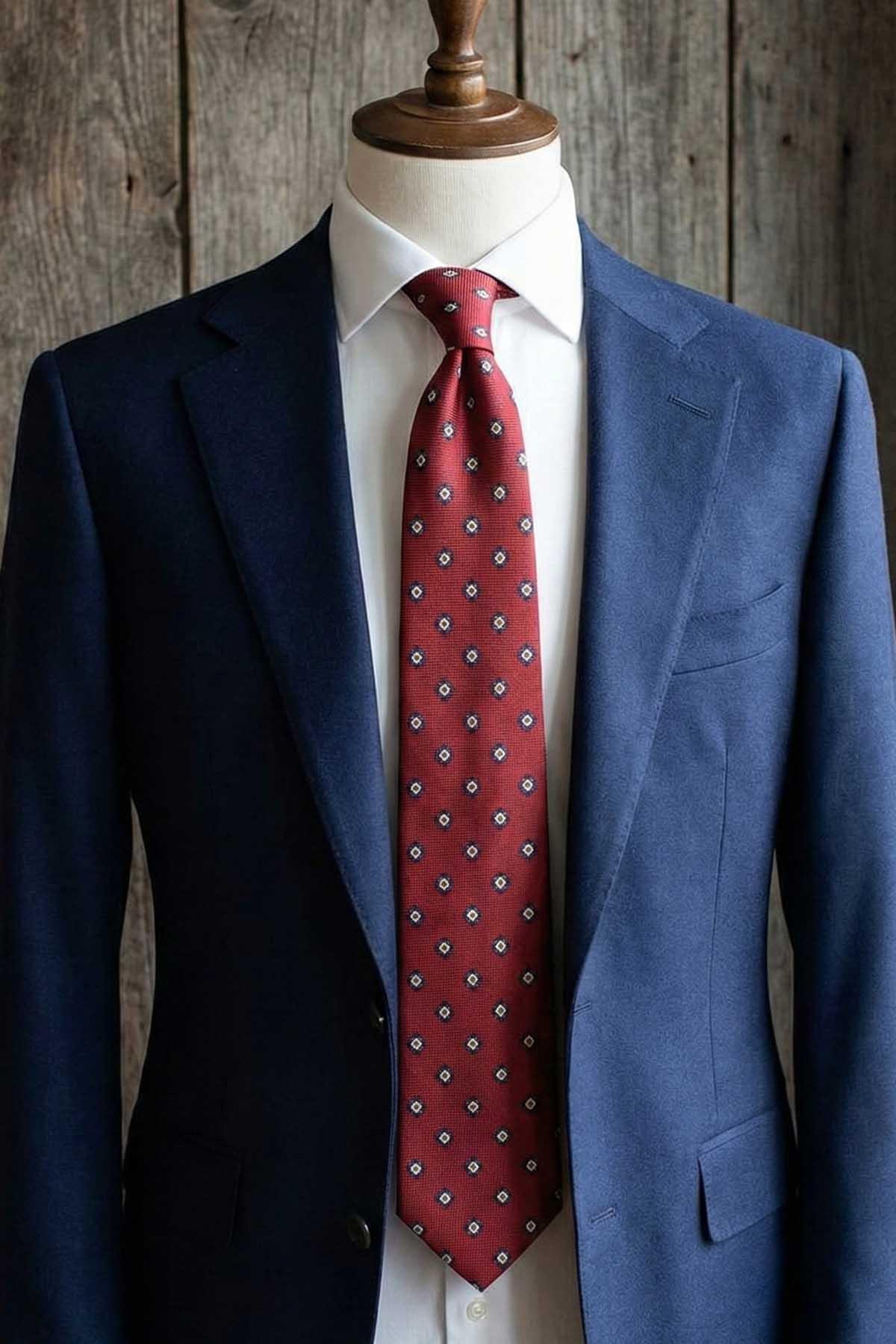  کراوات ابریشمی ایتالیایی طرح ماسانیو مدل زرشکی IK2222