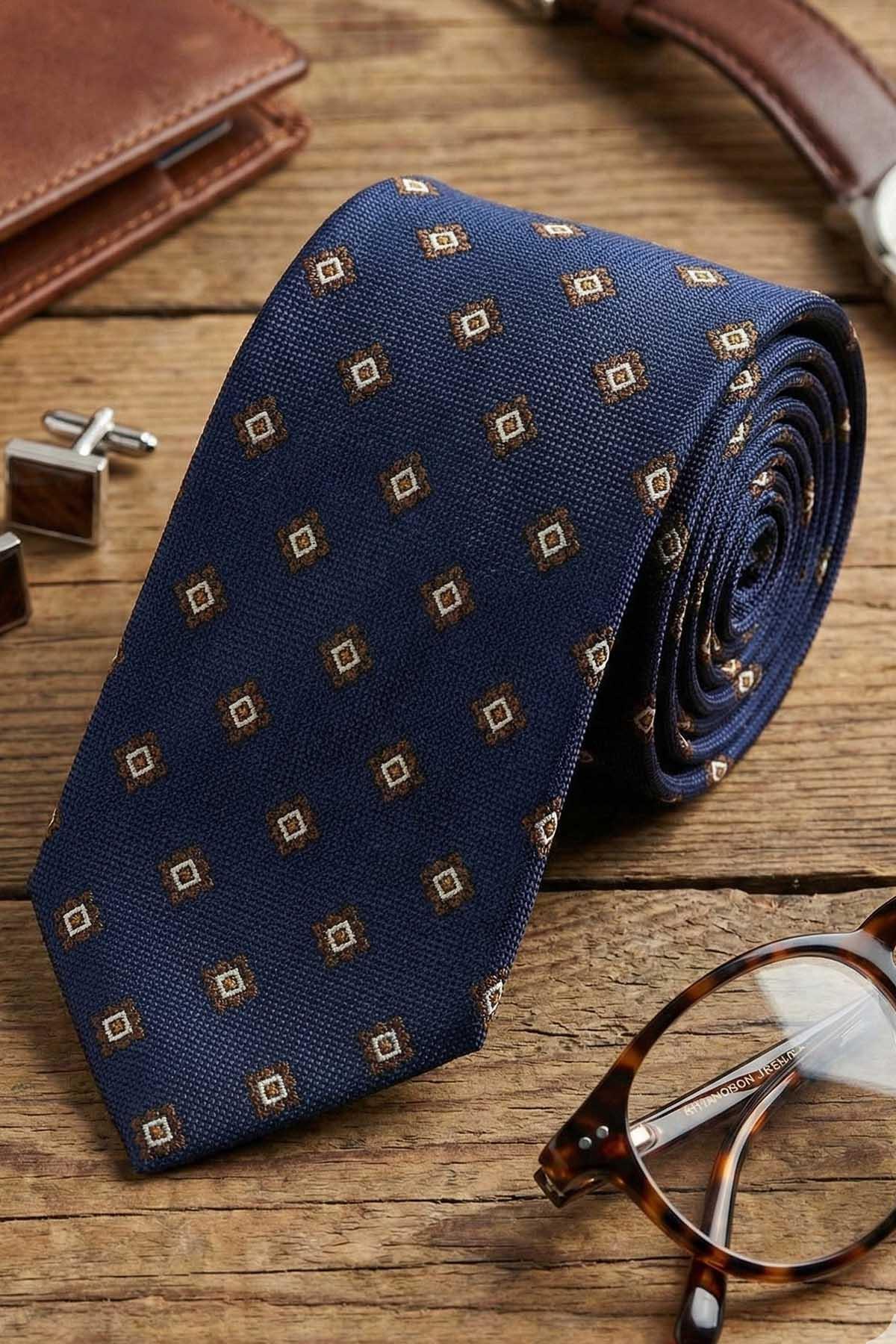  کراوات ابریشمی ایتالیایی طرح سرمه‌ای مدل Malesco مدل IK2246