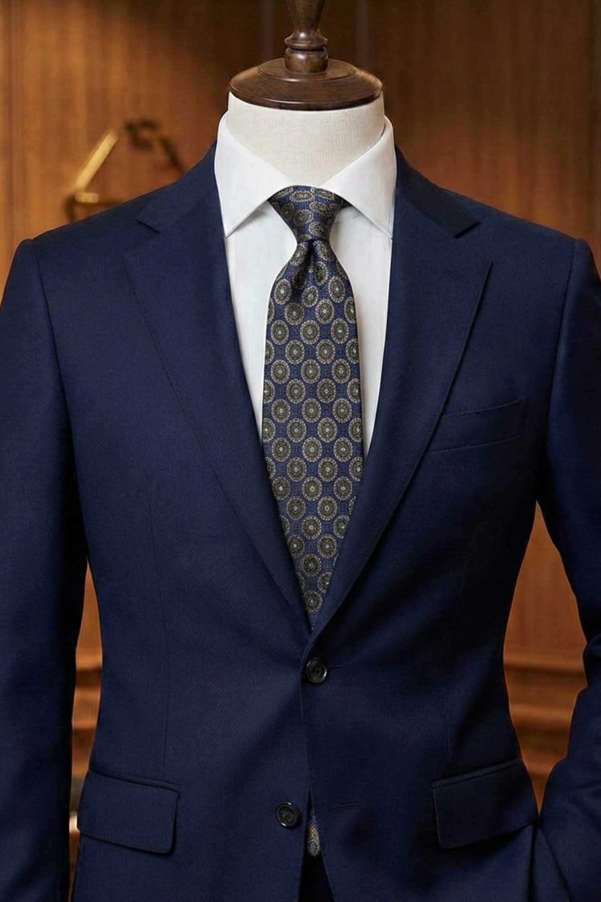  کراوات ابریشمی ایتالیایی طرح سرمه‌ای مدل Bedano مدل IK2232