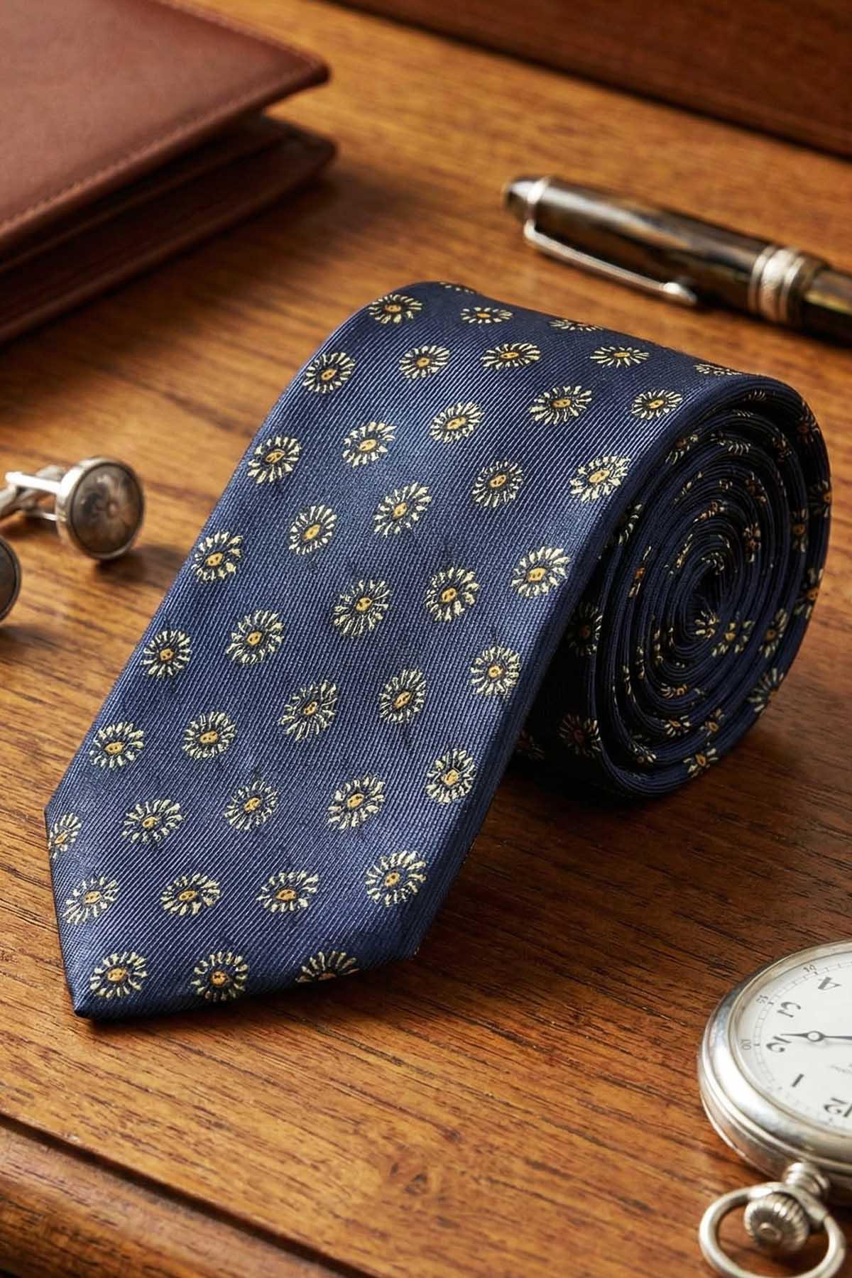  کراوات ابریشمی ایتالیایی طرح سرمه‌ای مدل کاسونی IK2223