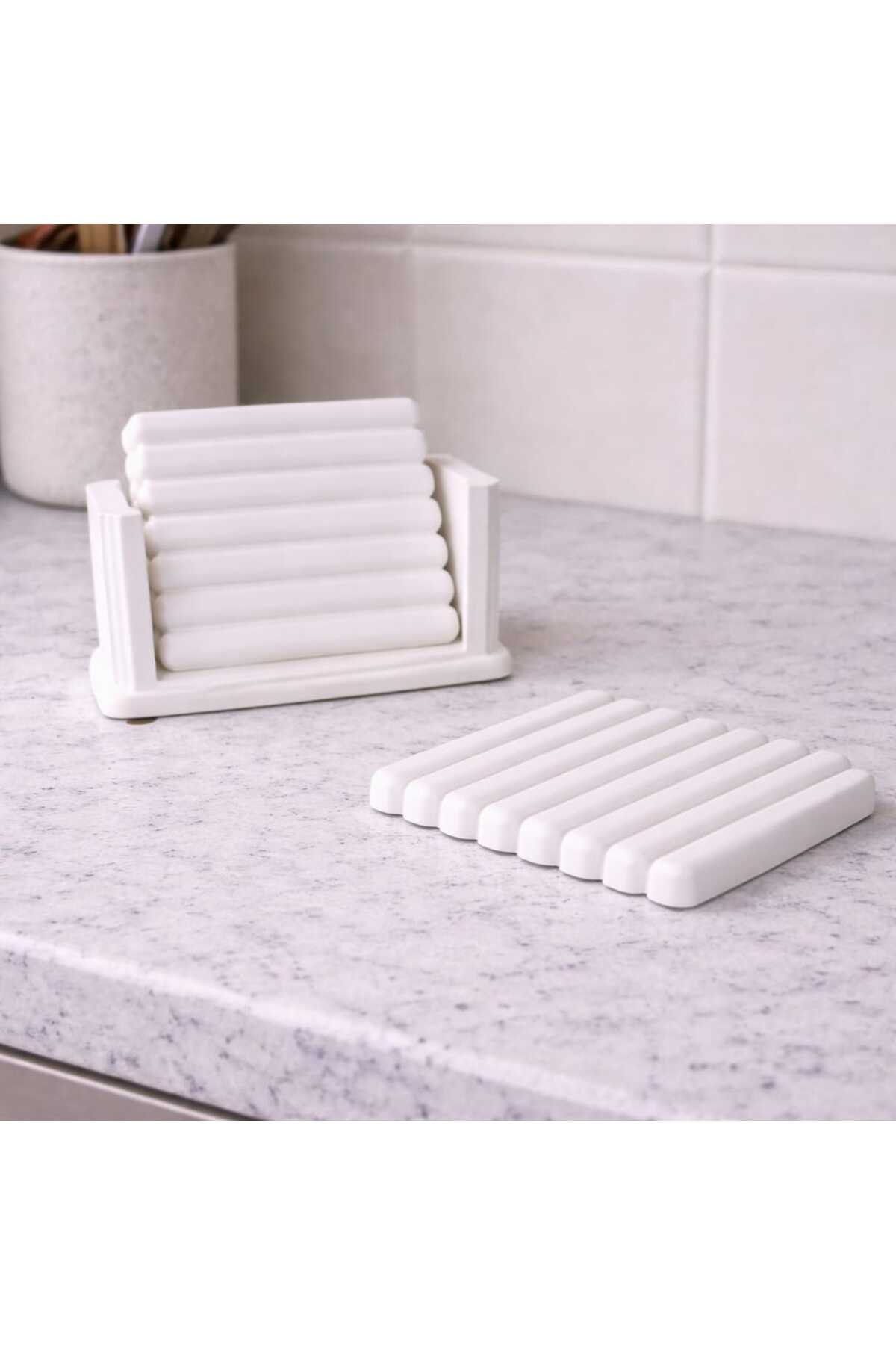 El Yapımı Beya Beton Bardak Altlığı Seti