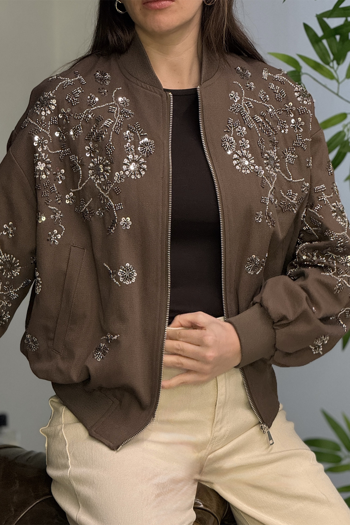 Act Pepicino Kids&Boutique  Kahverengi İşlemeli Ceket 99927 - Görsel 2