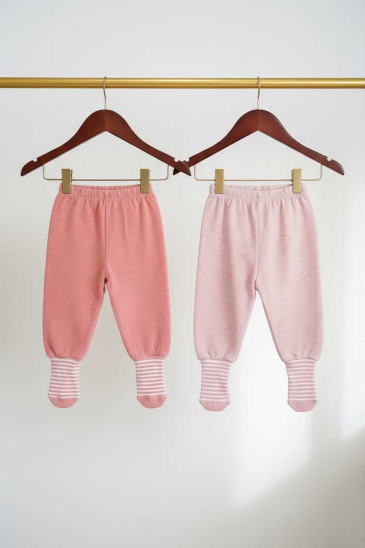 Fuar Baby 2'li Kız Bebek Patikli Pantolon Seti %100 Pamuk Yumuşak Belli Çoraplı Alt Pijama - Pembe fotoğrafı 2 (önizleme)