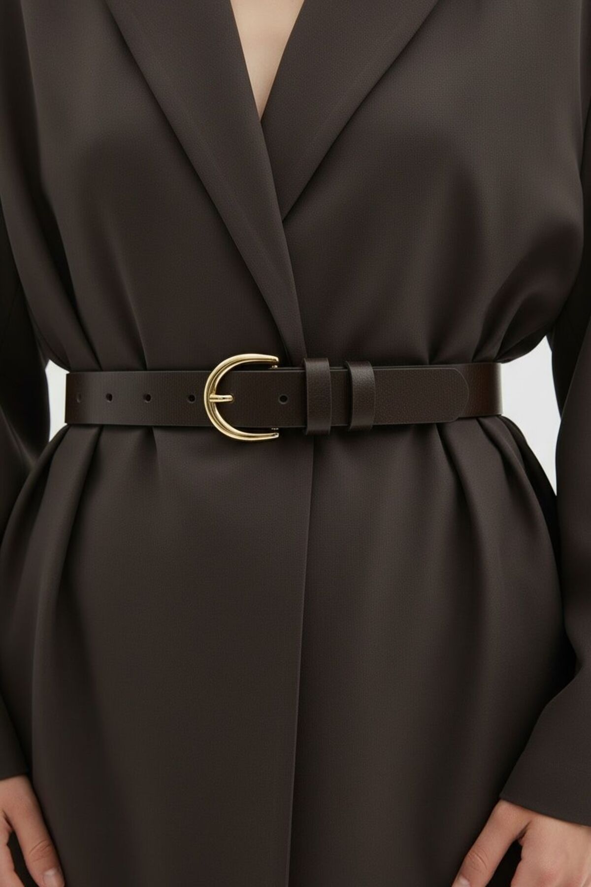 Kemerix  Kadın Acı Kahve Gold Tokalı jean kemeri,Ceket kemeri,Kot kemeri - Görsel 2