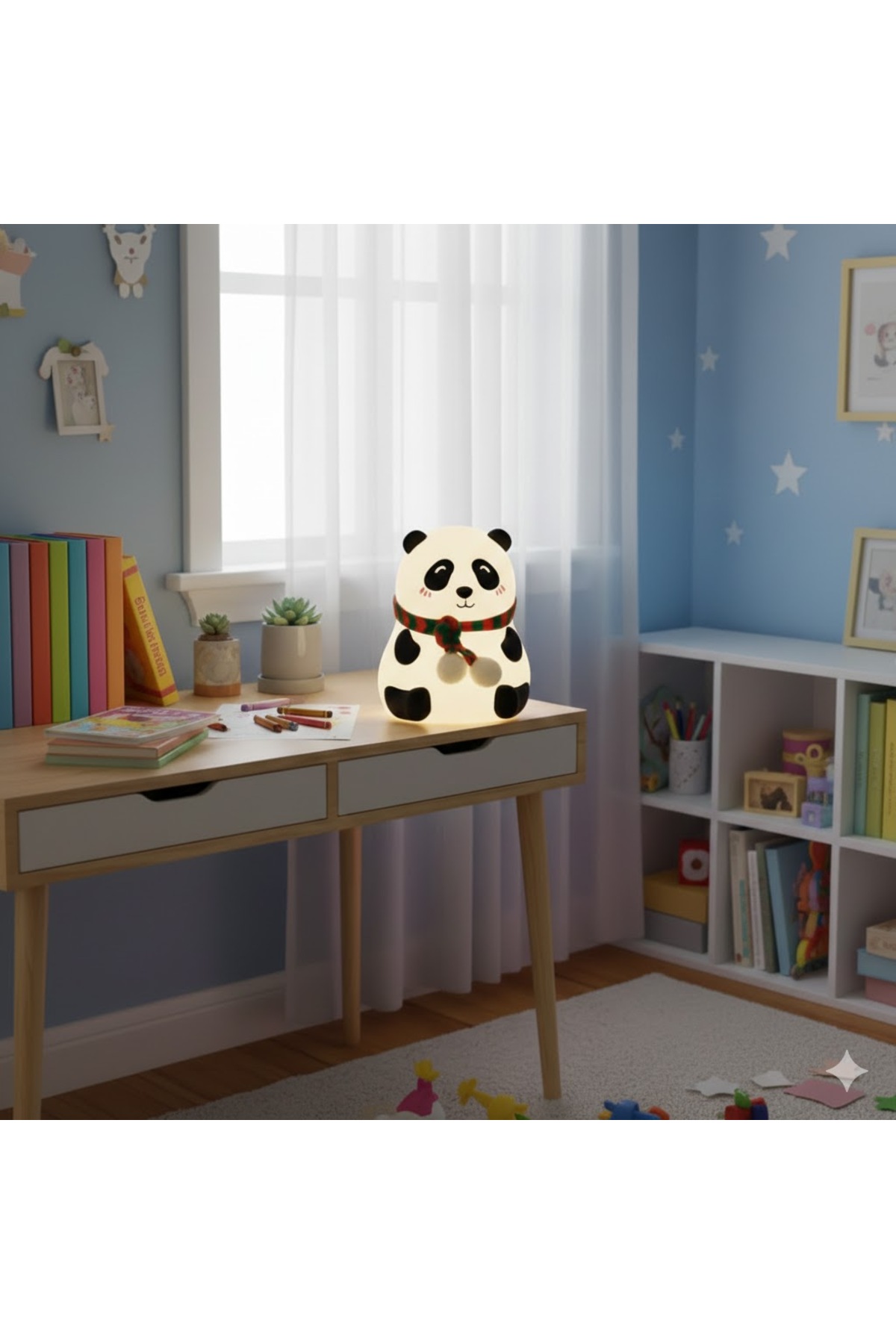 TakÇalıştır RGB Renk Değiştiren Şirin Panda Figürlü Şarjlı Pofuduk LED Gece Lambası-Bebek Çocuk Odası fotoğrafı 3 (önizleme)