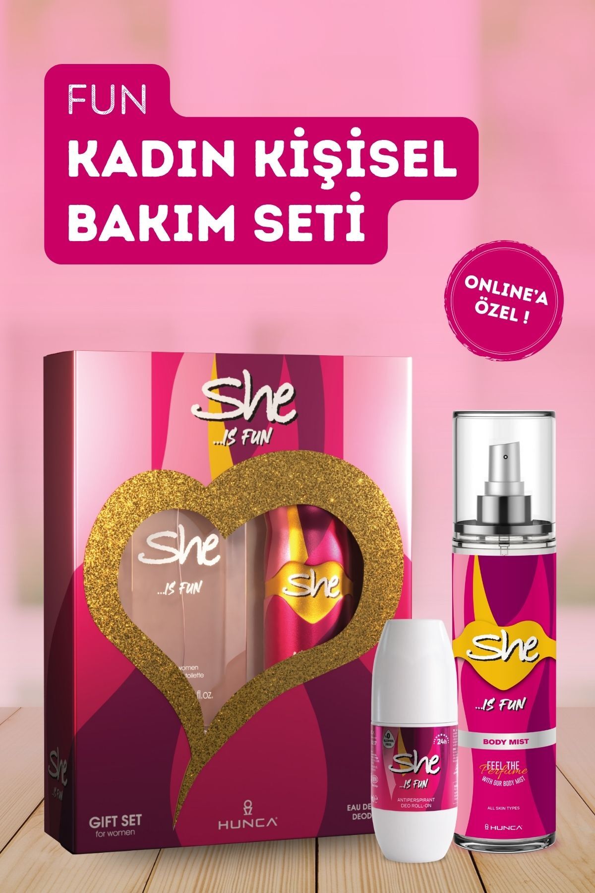 She Fun Kadın Kişisel Bakım Seti ( Parfüm + Body Mist + Deodorant + Roll On ) — FunKBS