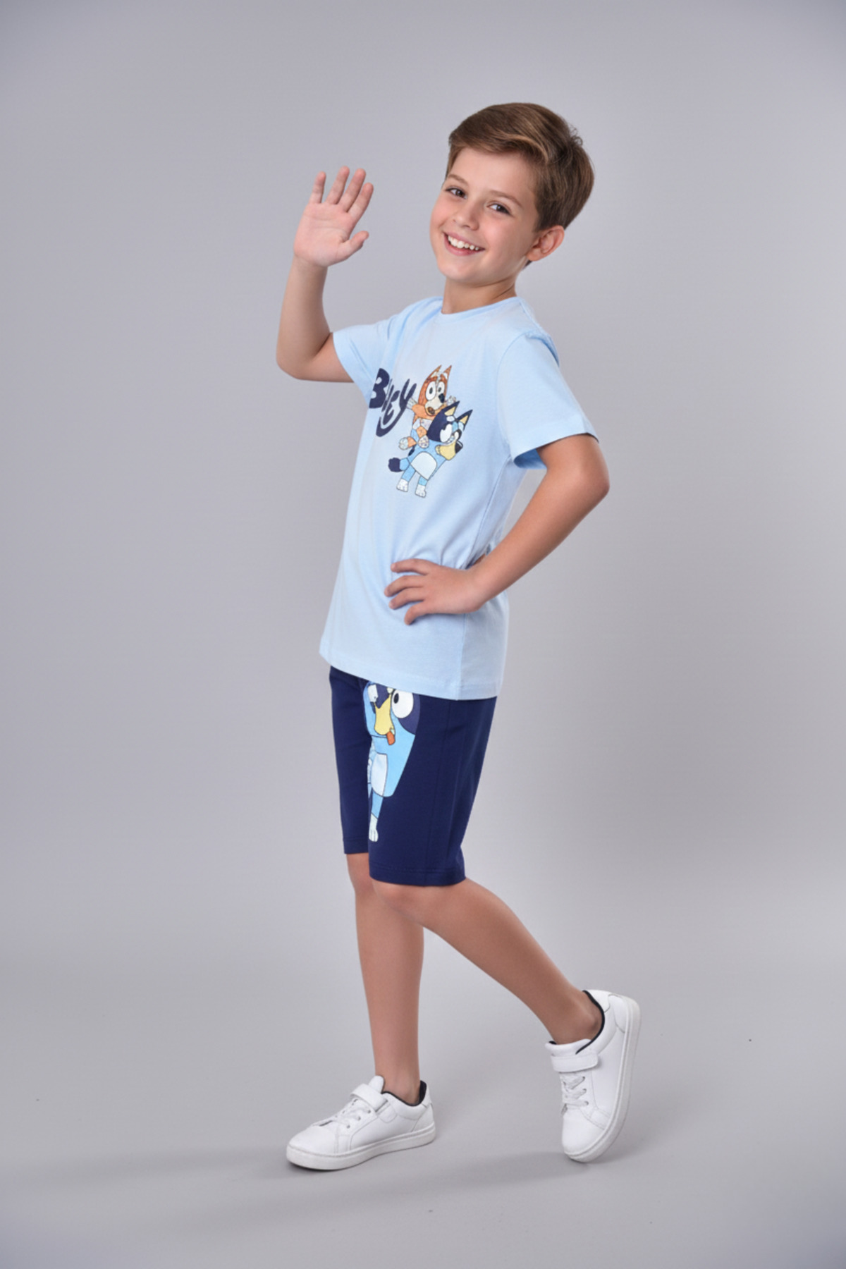 Andro Wear %100 Pamuk Çizgi Film Karakter Baskılı Yazlık Mavi Çocuk Pijama Takımı fotoğrafı 5 (önizleme)