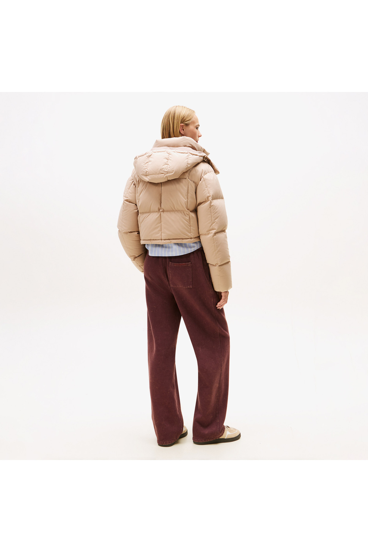 Tommy Hilfiger Tommy Jeans Alaska Grid Crop Kadın Kahverengi Puffer Mont görsel 5