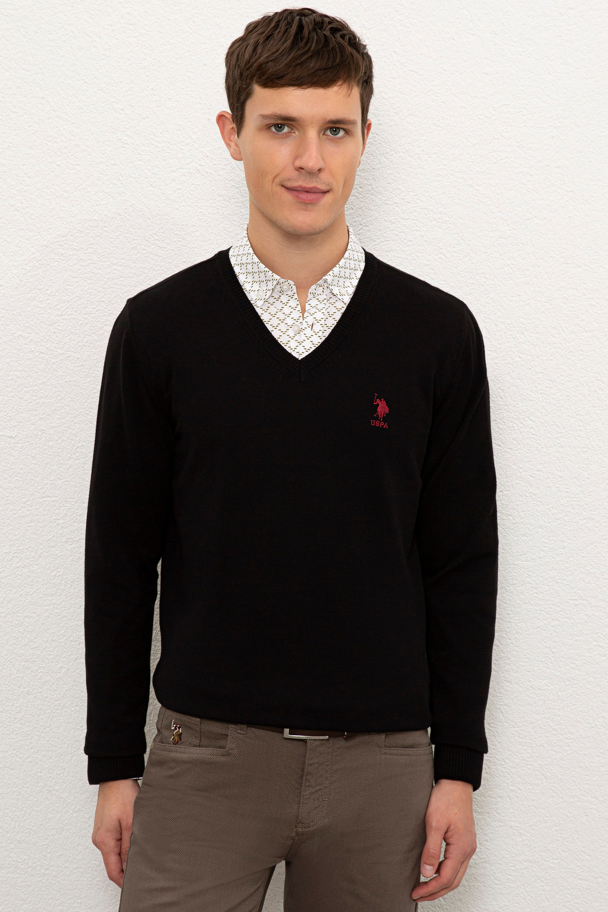 یو اس پولو ژاکت مردانه مشکی ساده 50224740-VR046