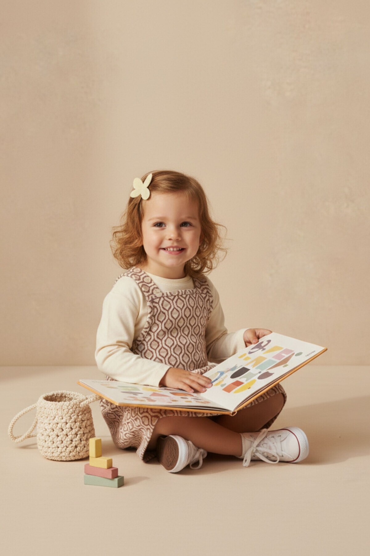 Kübra Tekstil Kız Bebek Askılı Önü Cepli Jile Elbise Uzun Kollu Desenli Pamuklu Elbise - Kız Çocuk Elbise fotoğrafı 3 (önizleme)