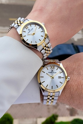 Daniel Klein Gold Gümüş Renk Hediye Paketli Sevgili Çift Kol Saati STISTE33