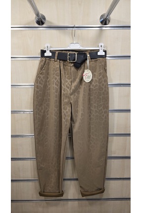 Park Moda Leopar Desen Pantolon Deri Görünümlü