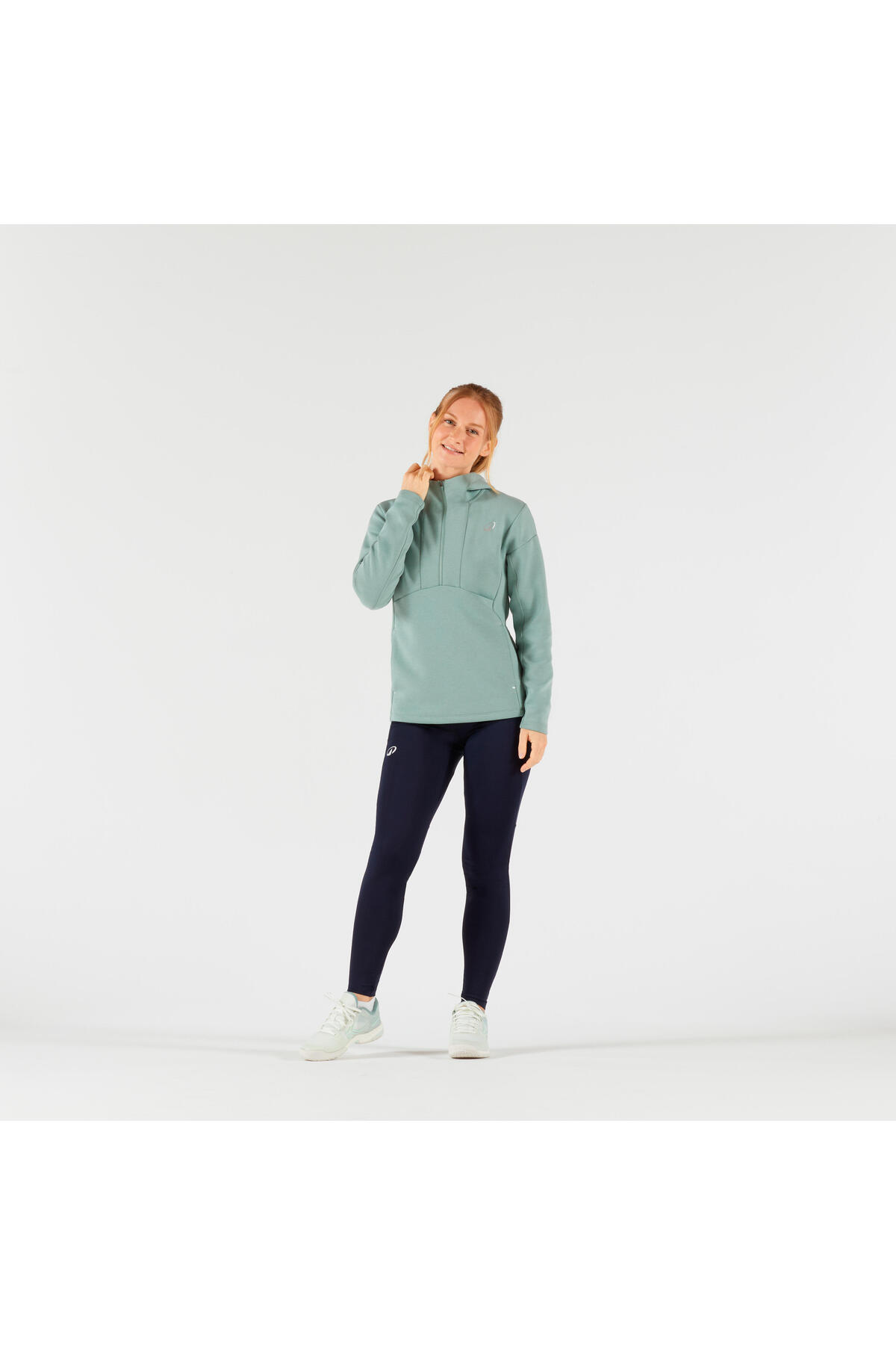 Decathlon Kuikma Kadın Kapüşonlu Tenis Sweatshirtü - Yeşil görsel 2