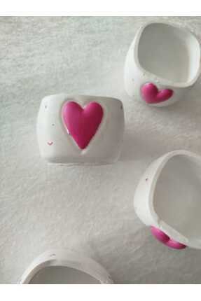 Handmade Dekoratif alçı beton KALPLİ SAKSI