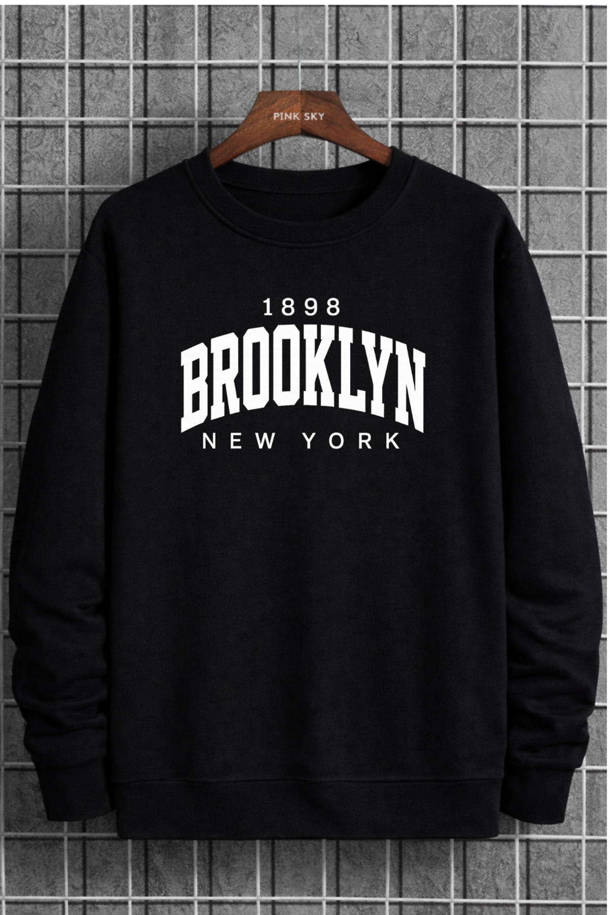 Pink Sky Unisex Oversize Pamuklu Baskılı Sweatshirt Brooklyn