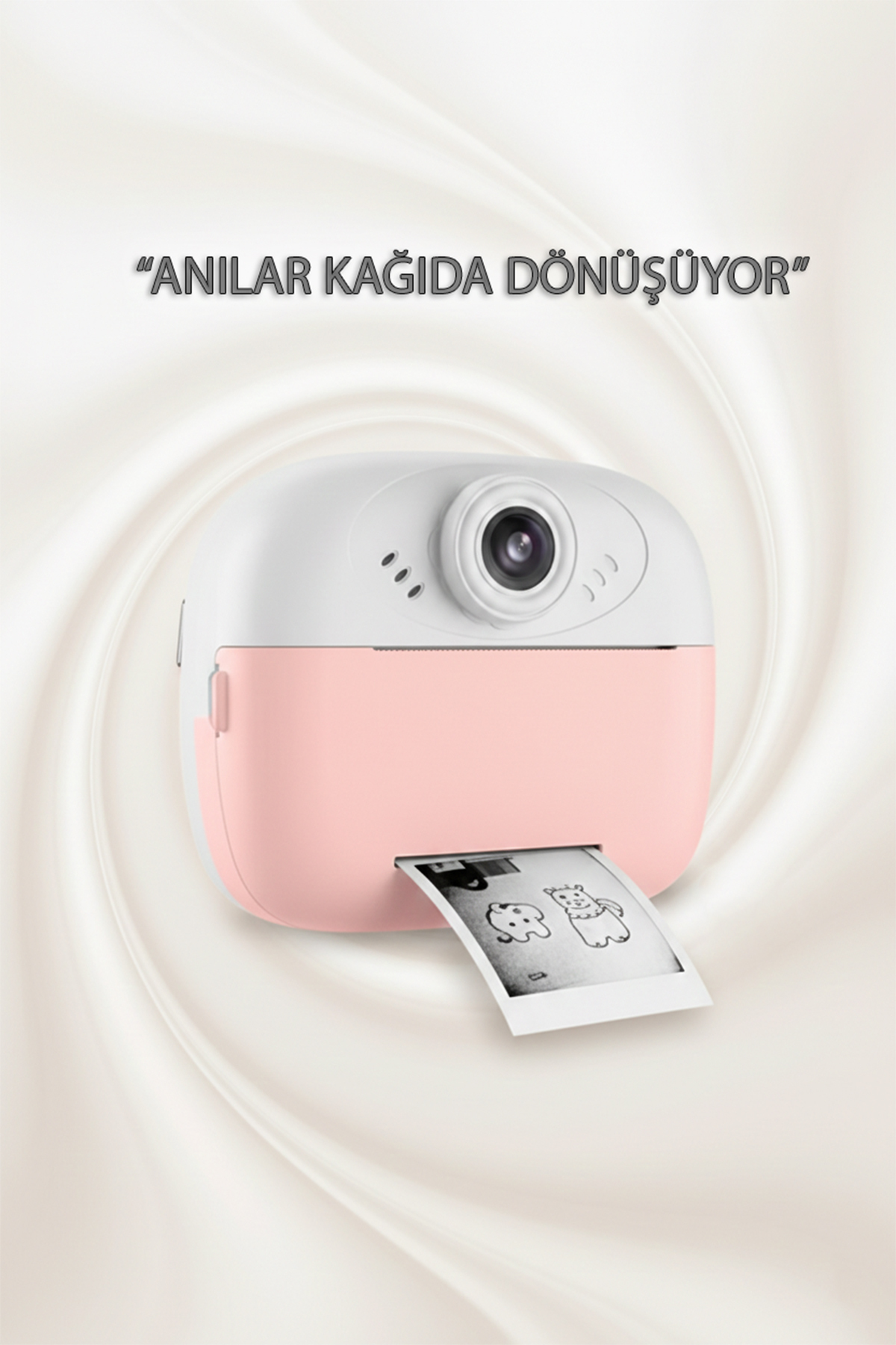 Tekvora Pembe Çocuk Fotoğraf Makinesi | Anında Baskı | Termal Yazıcı | Video Kayıtlı | Şarjlı