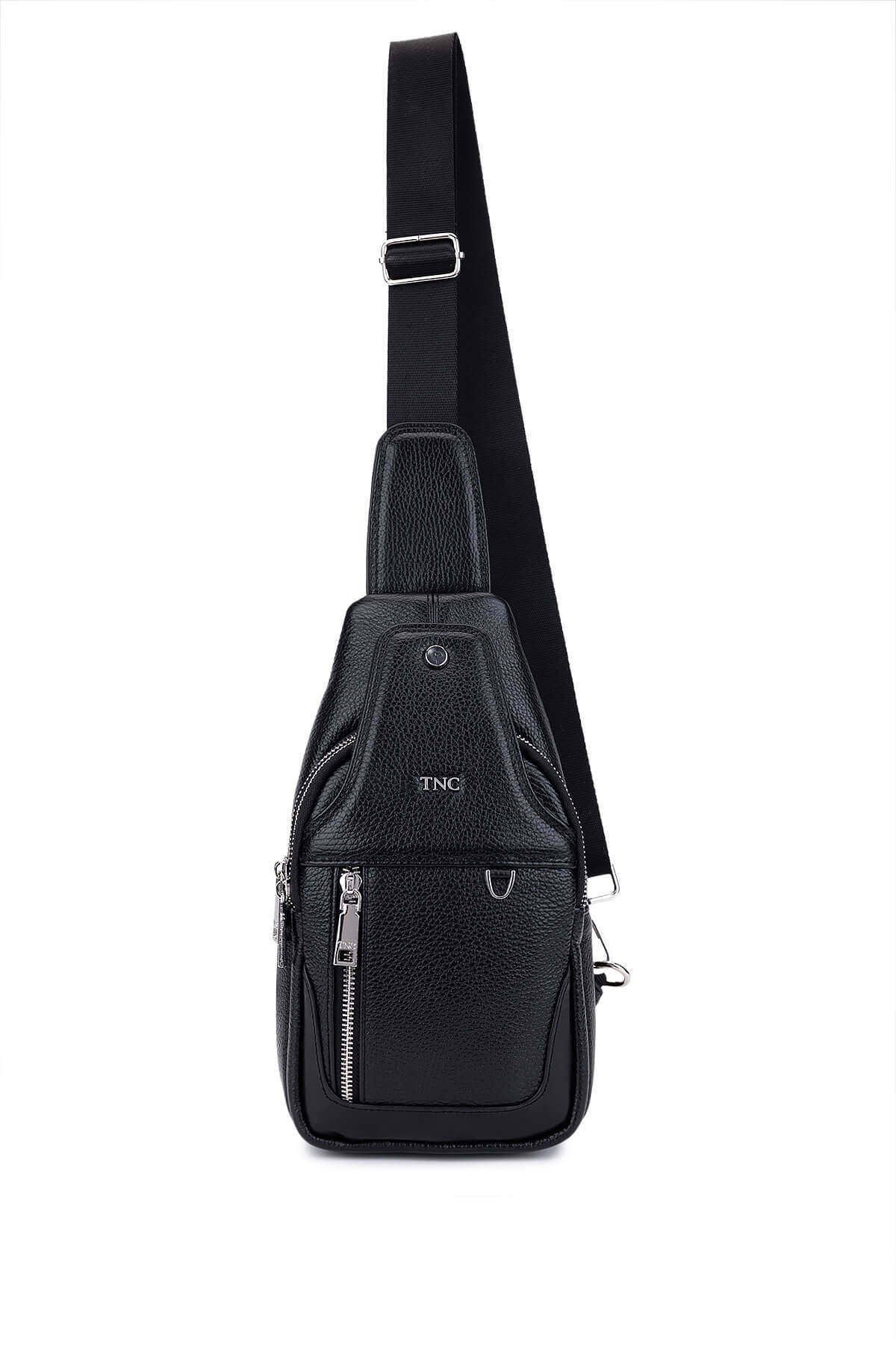 تامر تانجا کیف دستی مردانه چرم اصل طرح گلدار مشکی