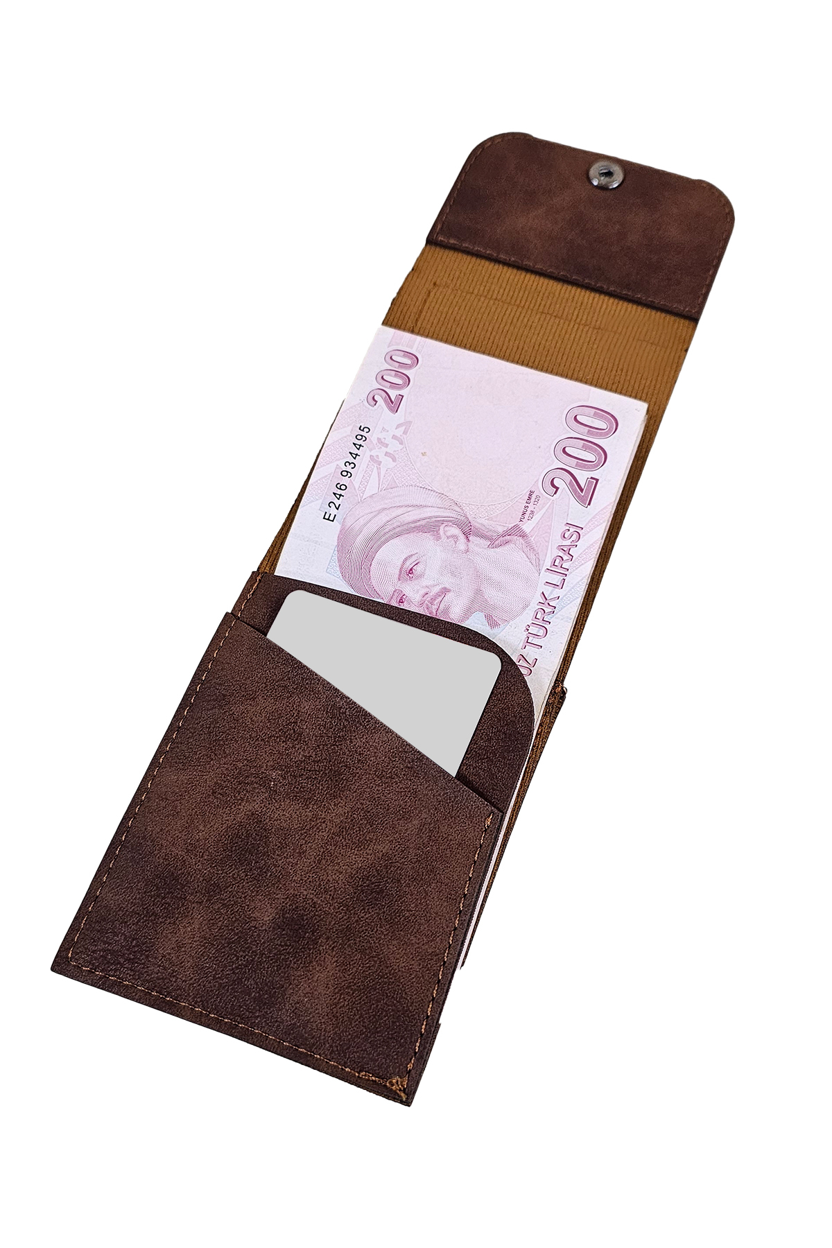 Morika Hotel & Home Textile  Süet Suni Deri Erkek Cüzdan - Kahve - Görsel 4