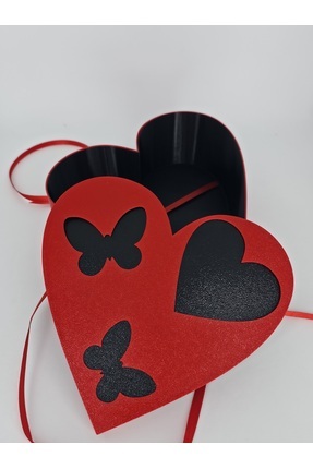 cevizdizayn KELEBEKLİ PLA BOŞ KUTU -KIRMIZI SİYAH - SEVGİLİLER GÜNÜ - KALP AN...