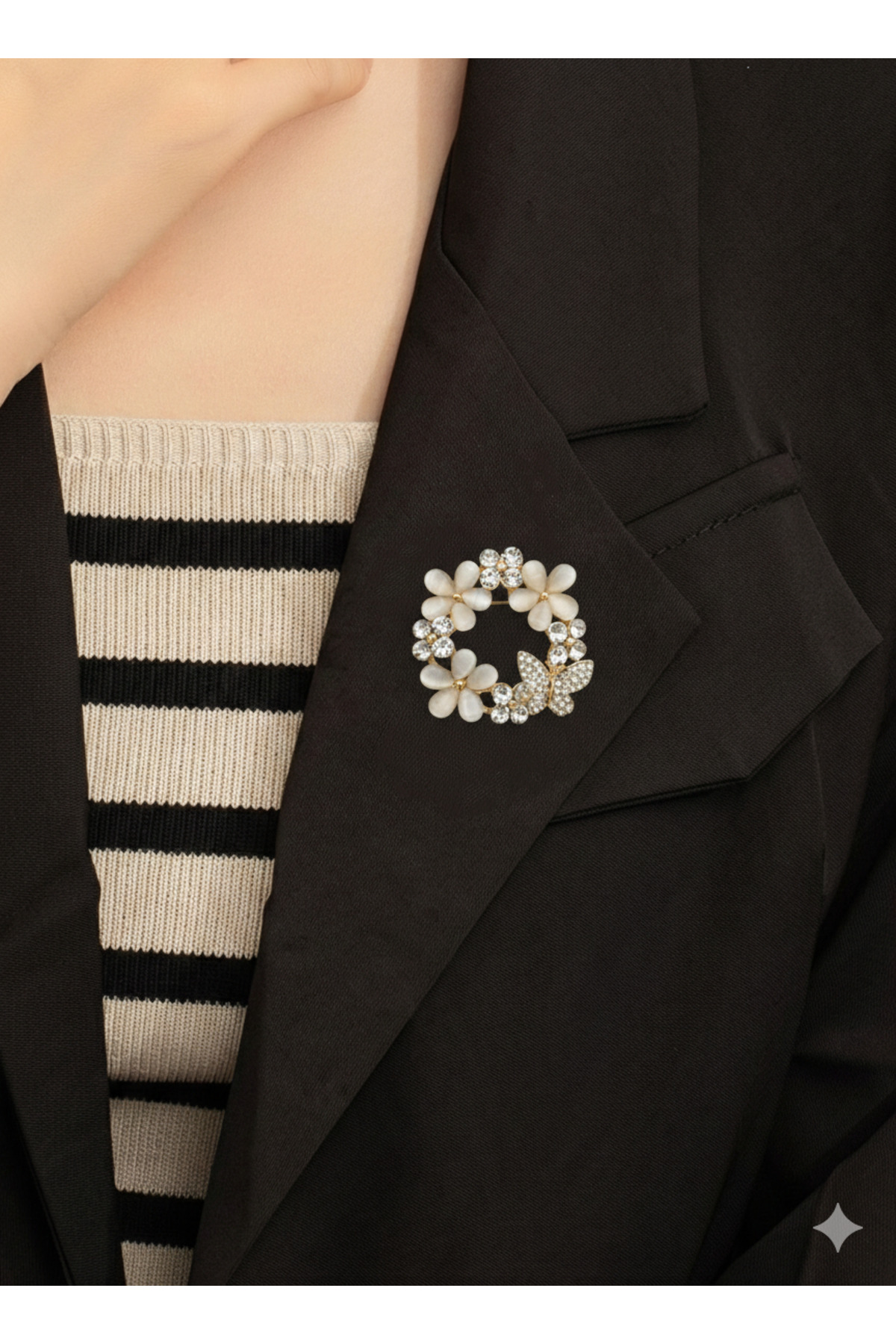 Women's Pearl Stone Flower and Butterfly Brooch – Jacket & Shawl Accessory