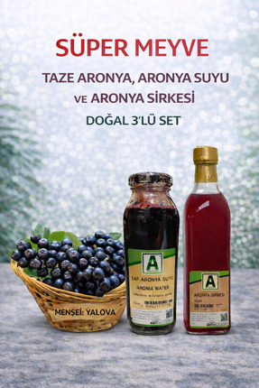 Aktarzane Süper Meyve Aronya 3'lü Set – Taze Aronya( 1 KG ), Aronya Suyu( 250...