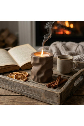 FREE AND ART El Yapımı Soya Wax Seramik Mum Doğal Kokusuz Dekoratif Mum Şık E...