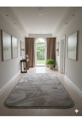 ALTUN CARPET moden düz saçaklı açık kahve pelüş kaymaz halı salon halısı kori...