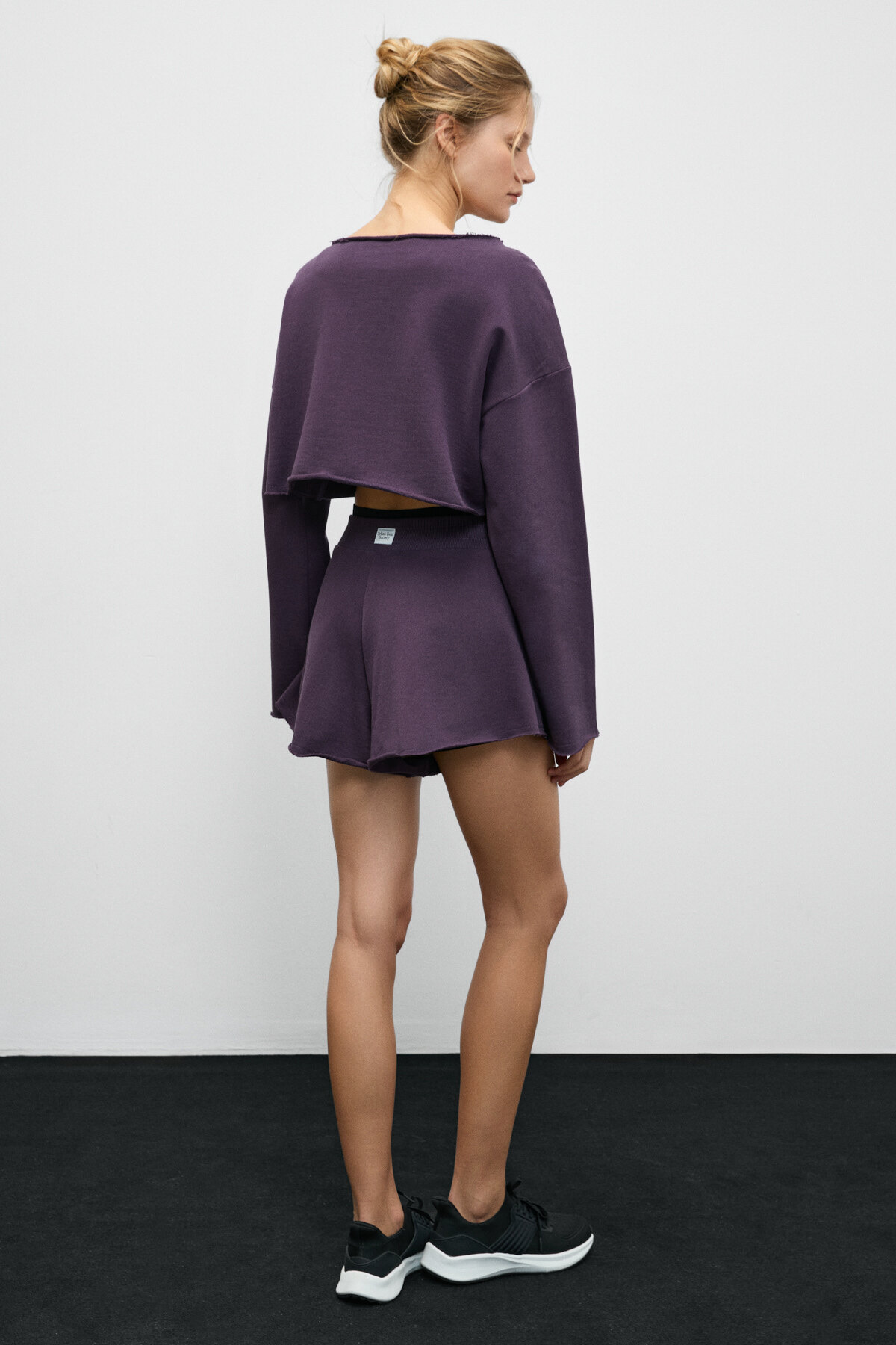 Urban Beat  CYBELE Kadın Kayık Yakalı Oversize Uzun Kollu Mor Sweatshirt - Görsel 5