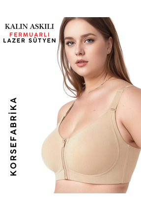 KORSEFABRİKA BÜYÜK BEDEN FERMARLI Lazer Balensiz Kalın Askılı Sütyen