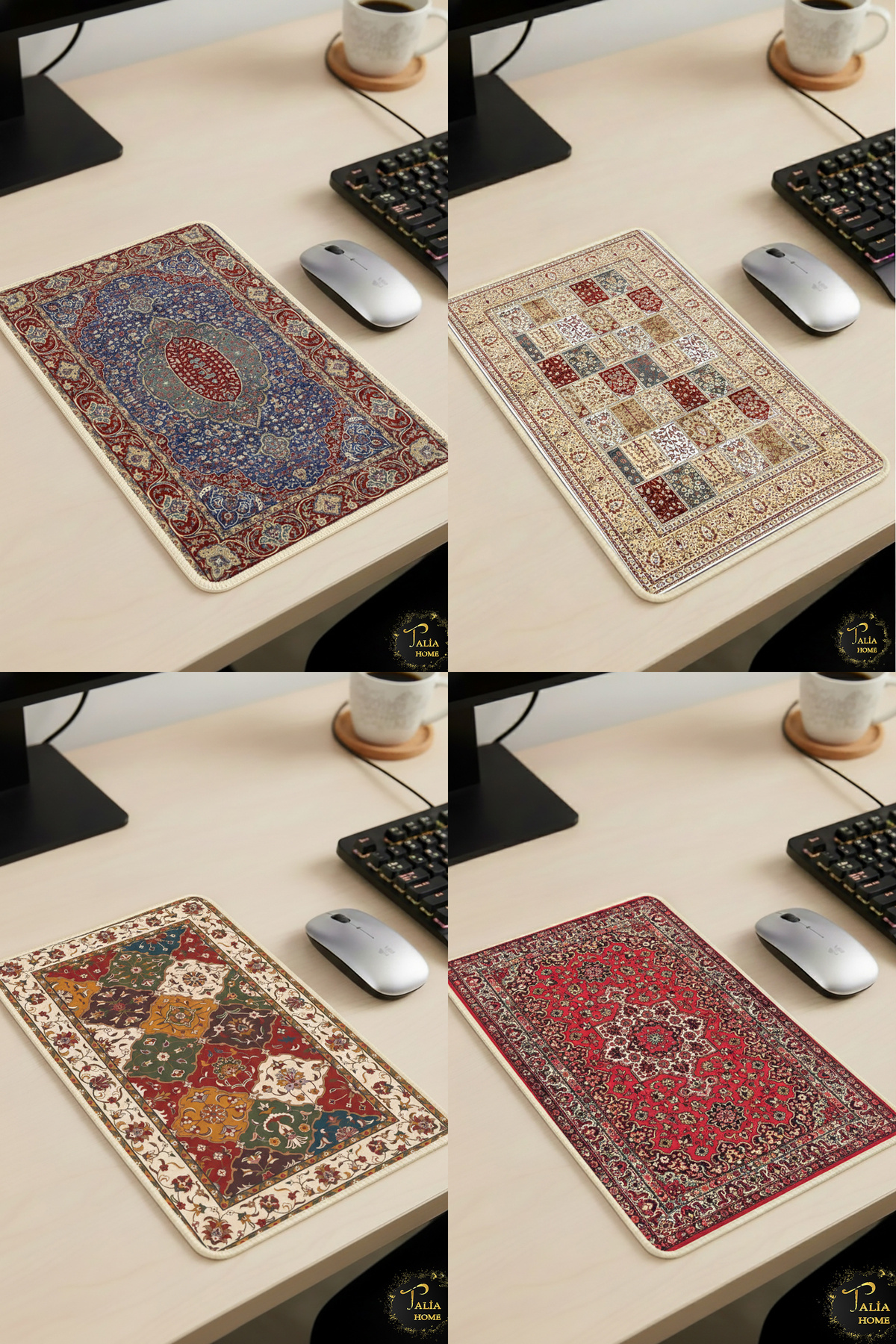 Multi-Purpose Mini Carpet Mousepad with Ethnic Authentic Motif - Coaster - Teapot Coaster 4 PCS