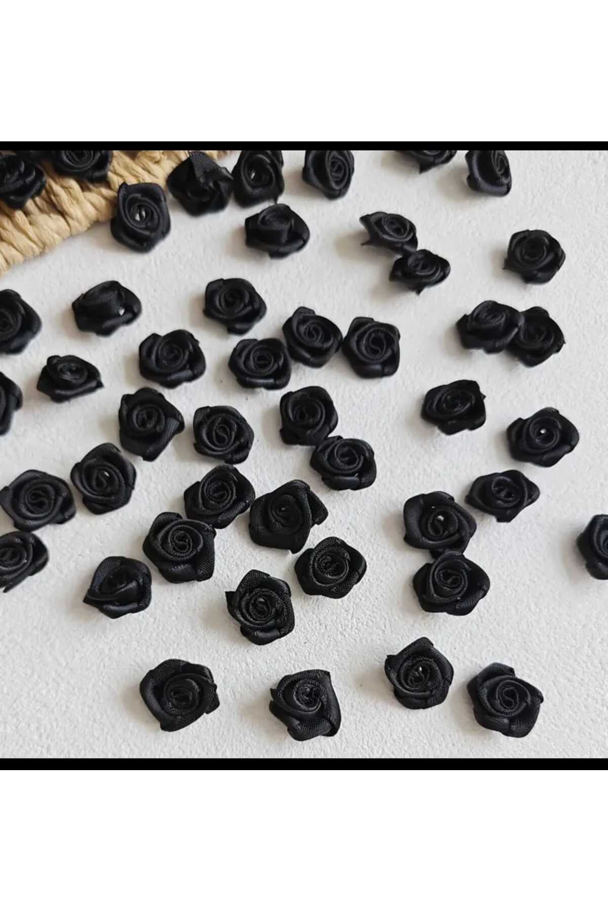 50 Satin Black Roses - Ornament Material for Organization
