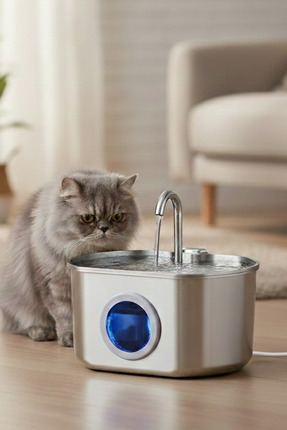 Aryuper 2.2 L Su Seviyesi Göstergeli Paslanmaz Çelik Kedi Köpek Için Su Pınar...