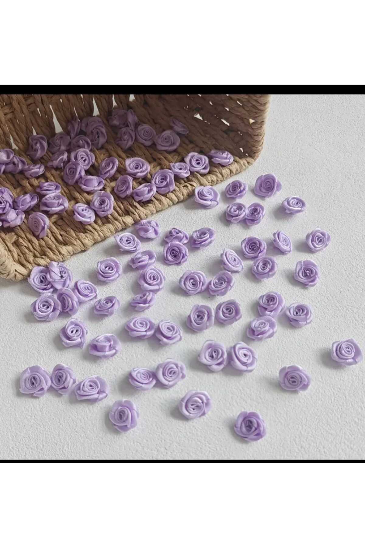 50 Pcs Satin Lilac Roses - Cardigans Baby Clothes, Buckles and Ornament Material for Organization