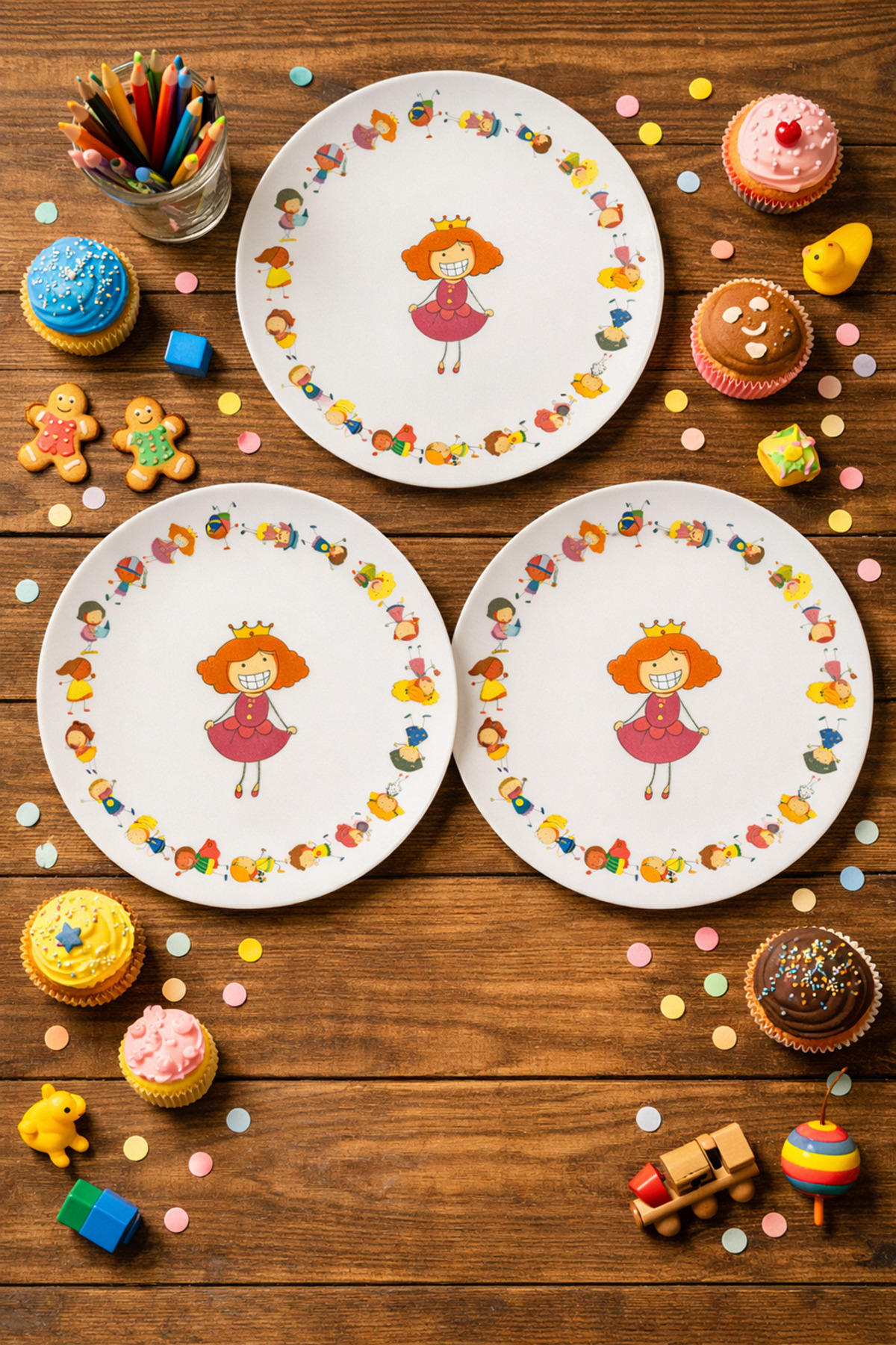 Queen Girl Pattern 6 Pieces Cake Dessert Plates (20 CM) Children's Dessert Cake Serving Plate