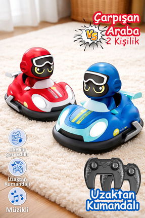 Smartfox Uzaktan Kumandalı Çarpışan Araba Seti 2’li – Işıklı Müzikli USB Şarj...