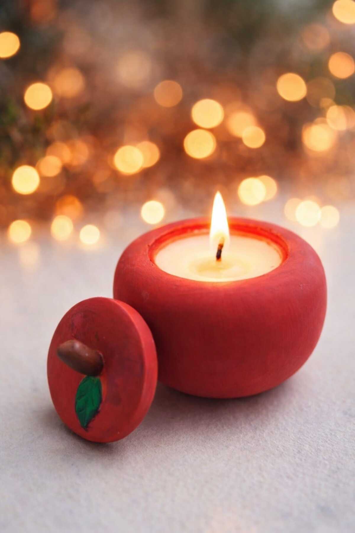 Ambiance Series: Handmade Apple Shaped Candle with Lid - Red Iconic