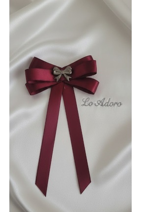 LO ADORO Saten Kurdele Kadın Fiyonk Detay Yaka Broş Özel Üretim Yaka Ceket Gö...