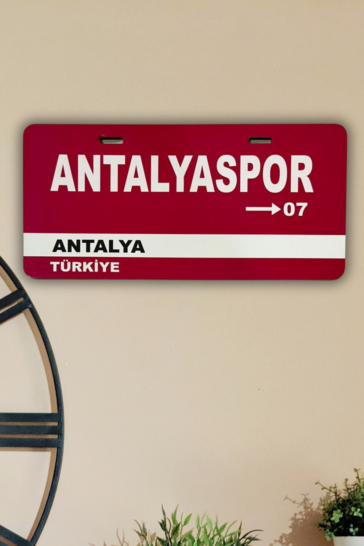 Antalyaspor Wall Sign 07 , MDF Decorative Fan Product , Antalya Turkey , 11x24 cm