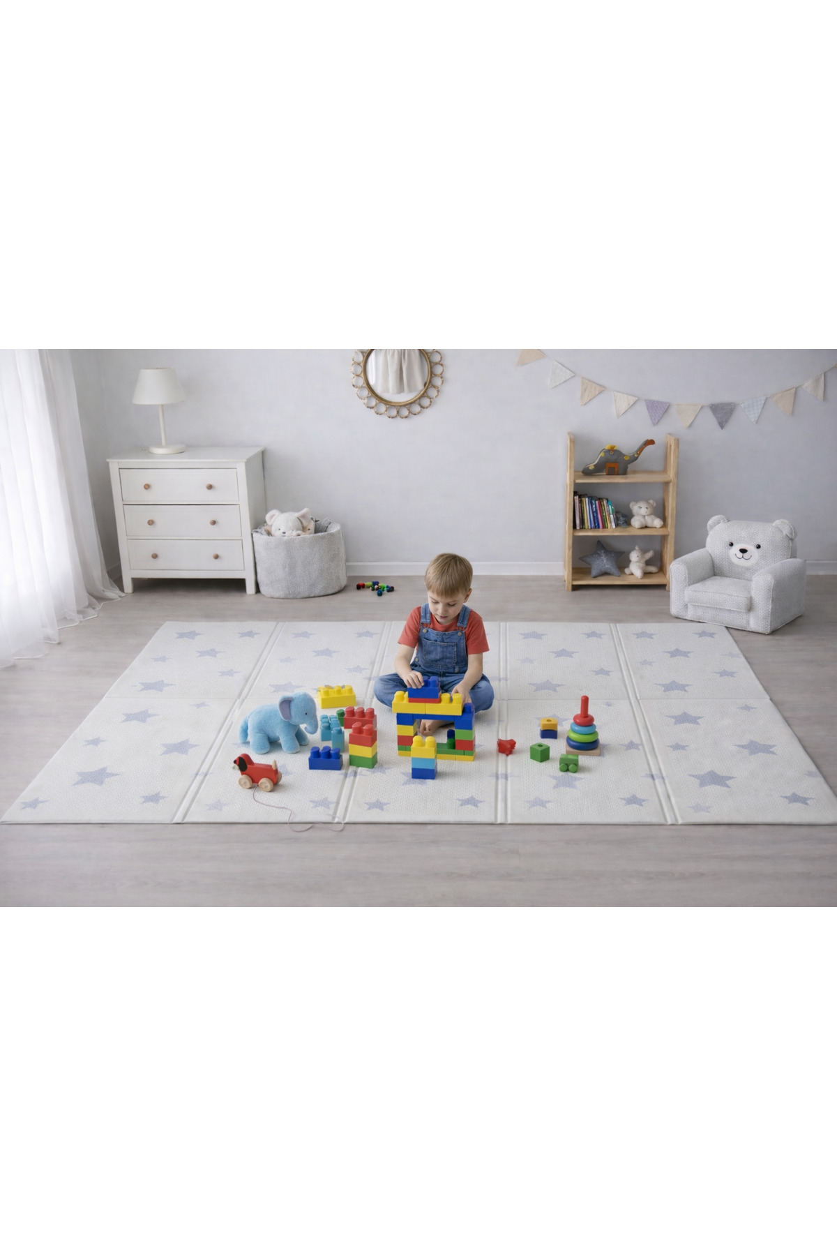 PUREZA Çift Taraflı Katlanabilir Oyun Matı Kaymaz,Darbe Emici,Bebek ve Çocuklar İçin Yerli Üretim 200x130x1 fotoğrafı 5 (önizleme)