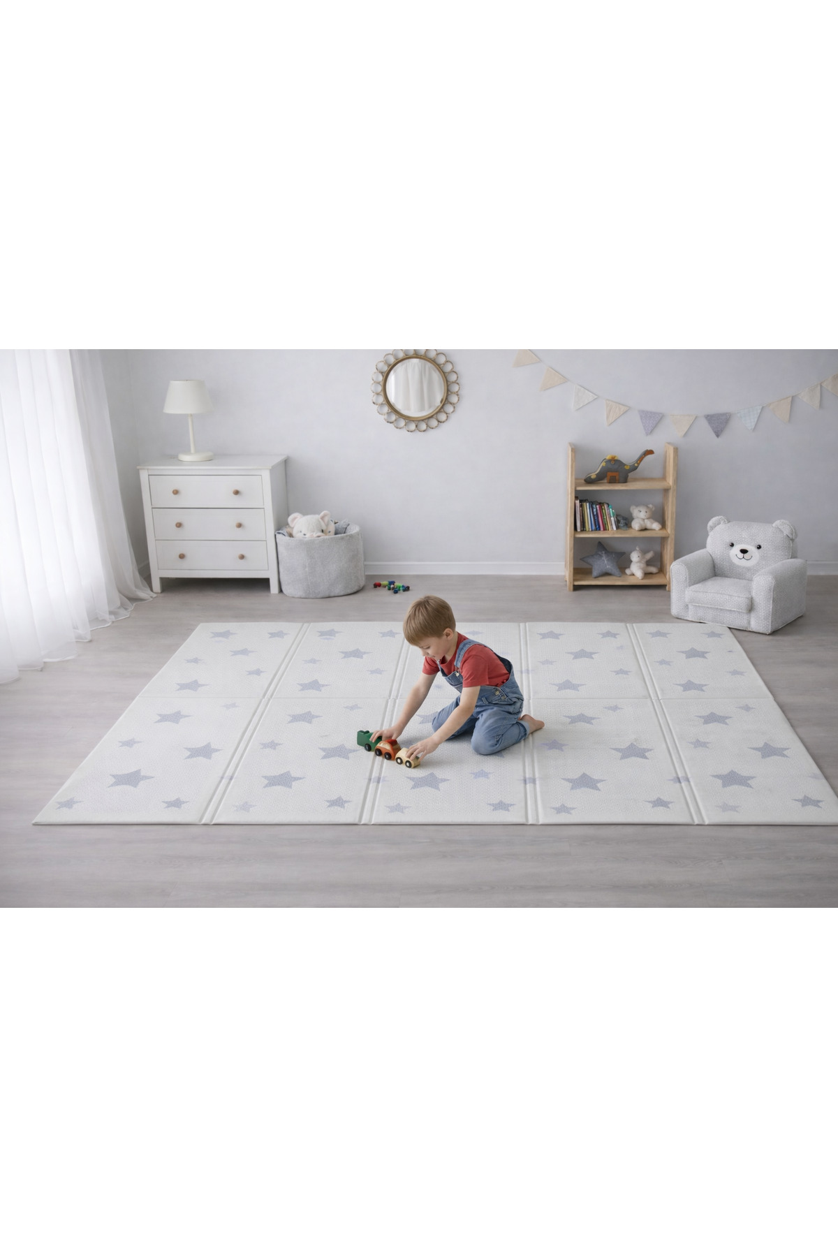 PUREZA Çift Taraflı Katlanabilir Oyun Matı Kaymaz,Darbe Emici,Bebek ve Çocuklar İçin Yerli Üretim 200x130x1 fotoğrafı 6 (önizleme)