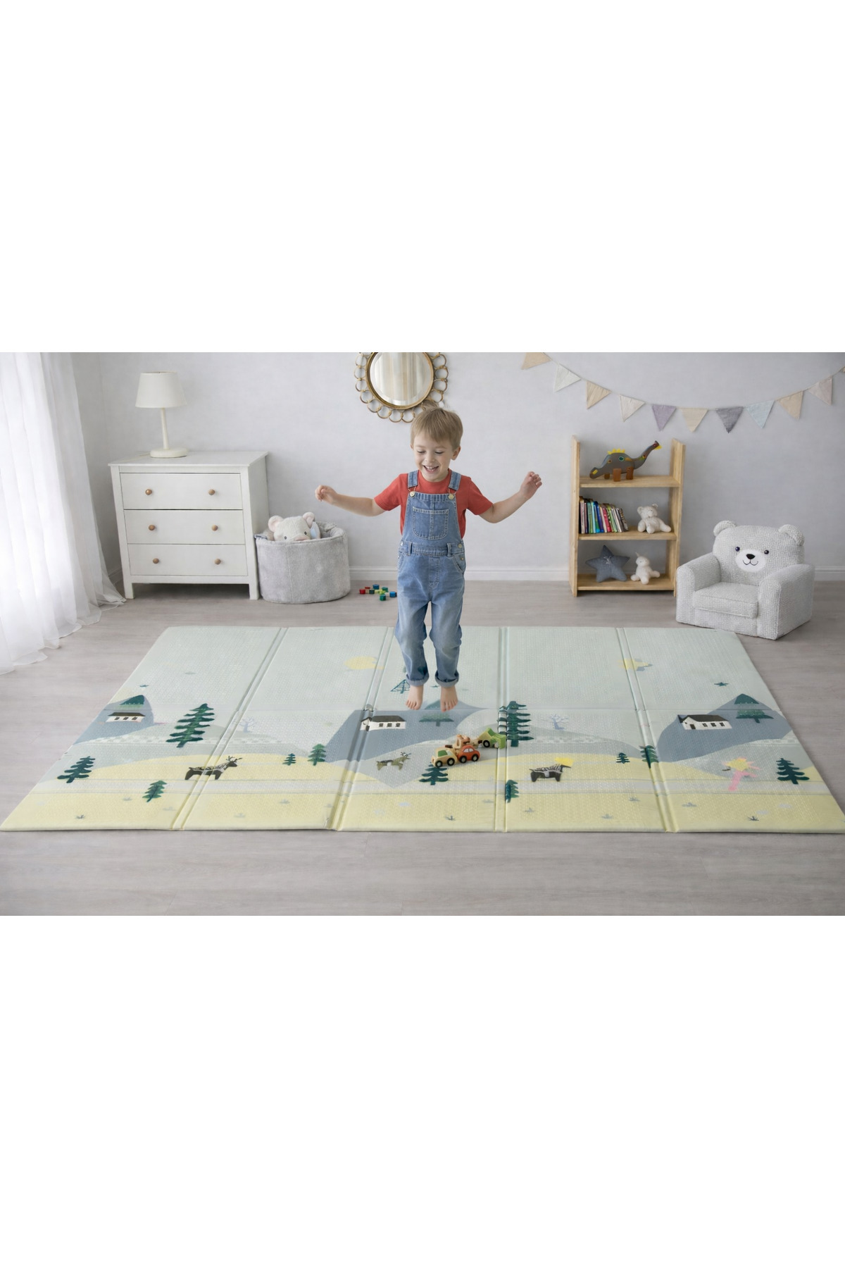 PUREZA Çift Taraflı Katlanabilir Oyun Matı Kaymaz,Darbe Emici,Bebek ve Çocuklar İçin Yerli Üretim 200x130x1 fotoğrafı 7 (önizleme)