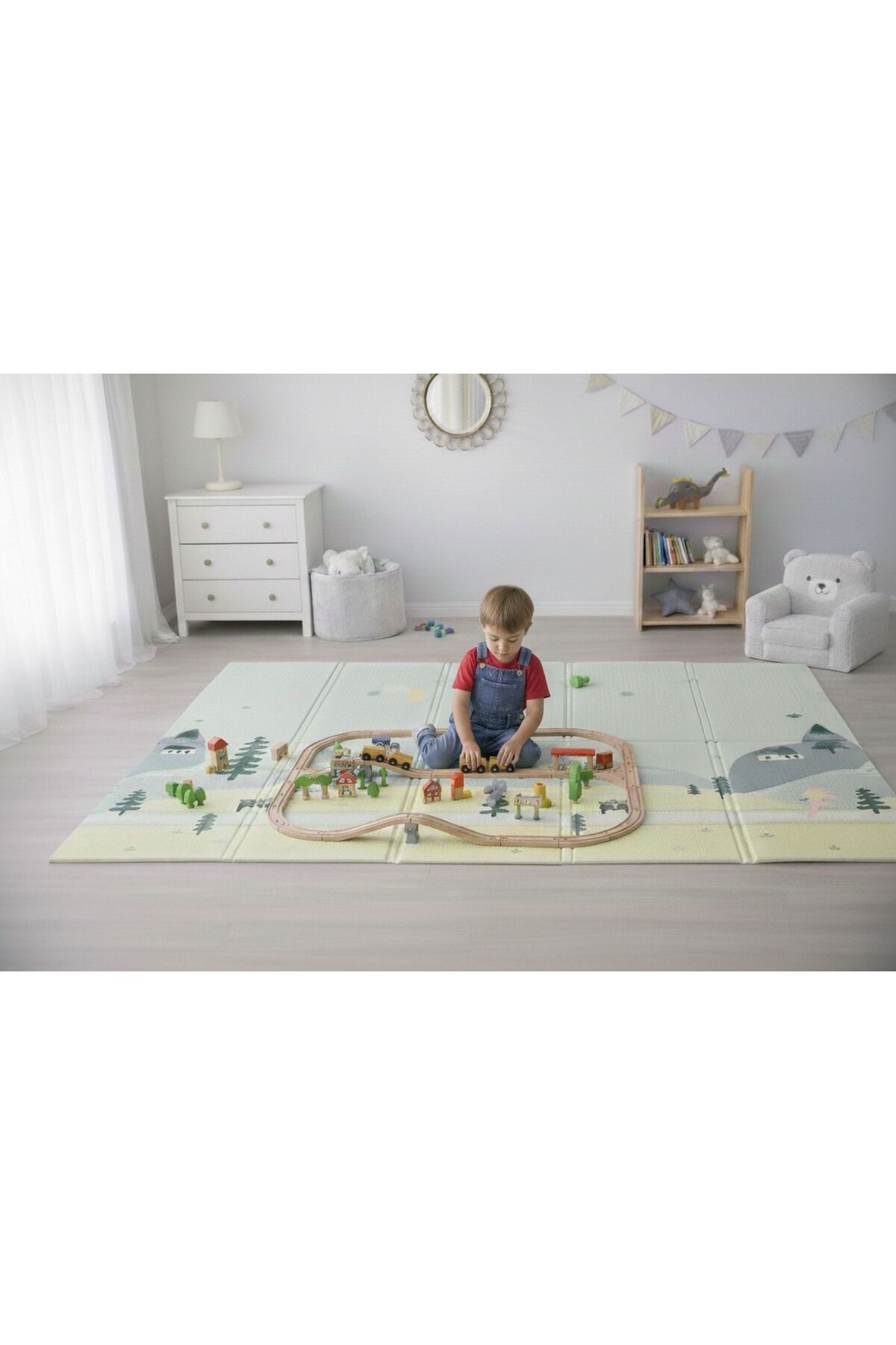PUREZA Çift Taraflı Katlanabilir Oyun Matı Kaymaz,Darbe Emici,Bebek ve Çocuklar İçin Yerli Üretim 200x130x1 fotoğrafı 4 (önizleme)
