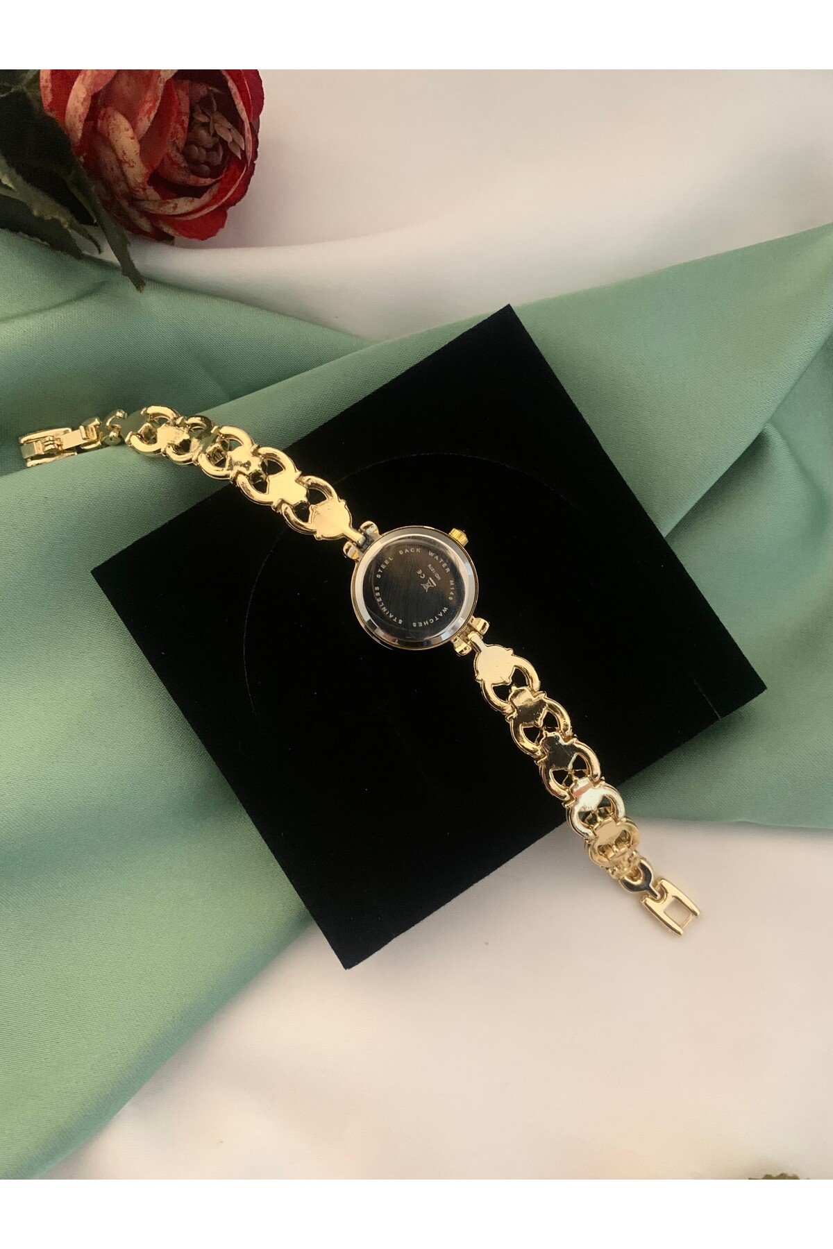 Choppers Gold Zincir Taş Kordon Zarif Vintage Kadın Saat Hediye Kutusunda görsel 6